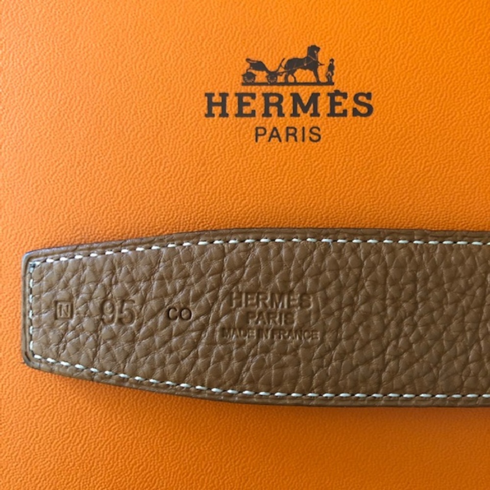 Authentic HERMES Belt Black/Brown, Gold buckle